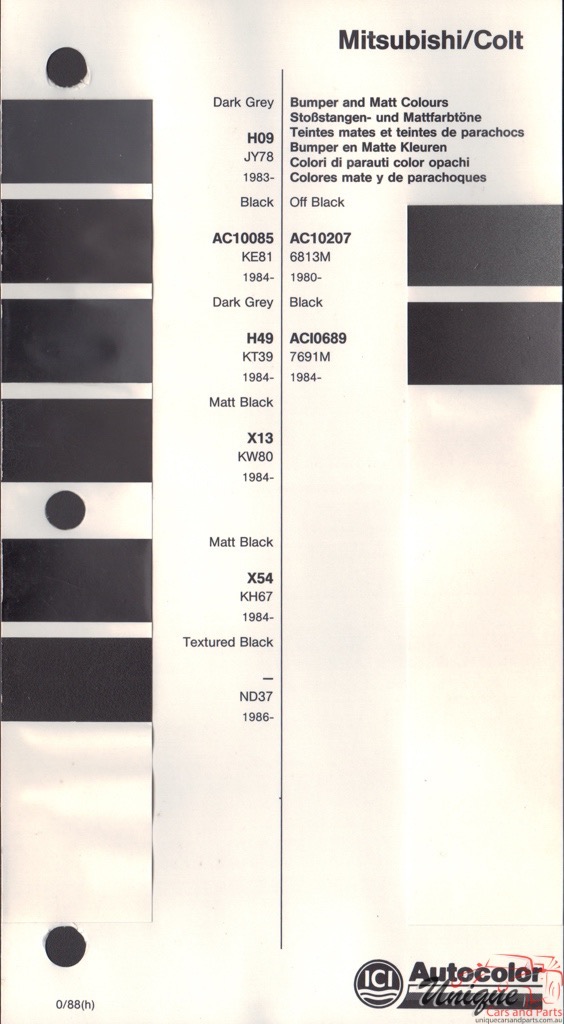 1983 - 1986 Mitsubishi Paint Charts Autocolor